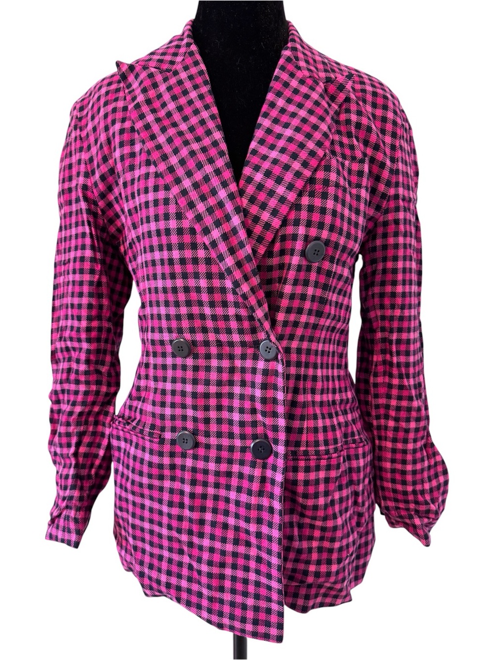 Vintage Georges Marciano Blazer Jacket Pink Plaid Small Vintage 6